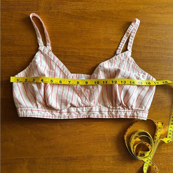 Only•v-neck pinstripe bralette top•women’s large•100% cotton•pink/cream•Old Navy - Picture 8 of 13